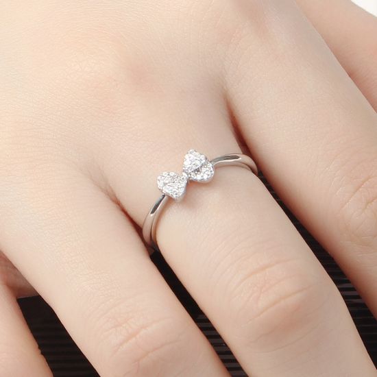 [비쥬 홀릭] 실버 925 백금도금 리본 큐빅 오픈링