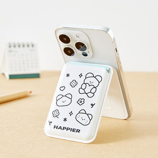 아트박스 맥세이프 스탠드지갑 화이트 해피