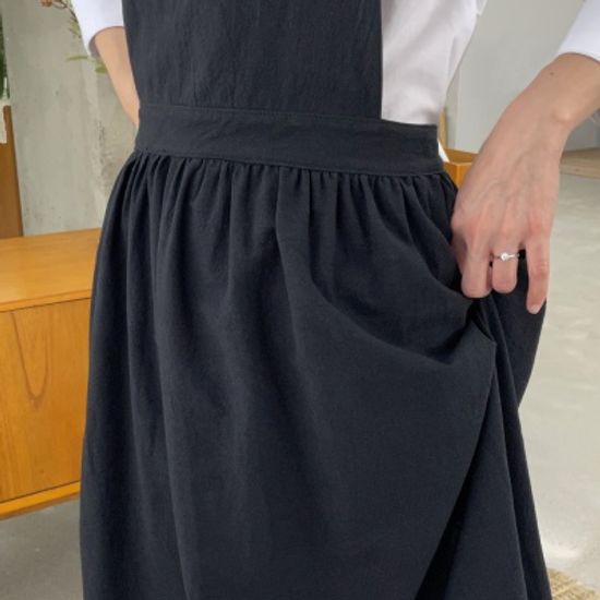 쿠이나 자체제작 심플 린넨 앞치마 원피스