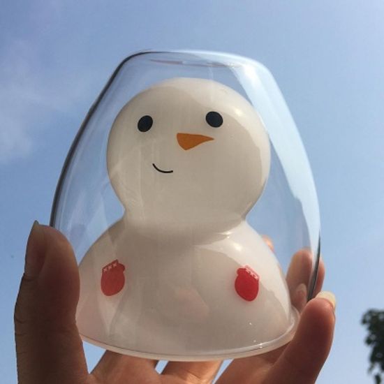 크리스마스 눈사람 홈카페 이중 내열 유리컵 250ml
