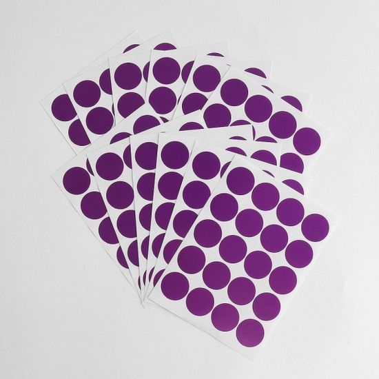 20mm 컬러 원형스티커 12매세트(퍼플)/동그라미스티커