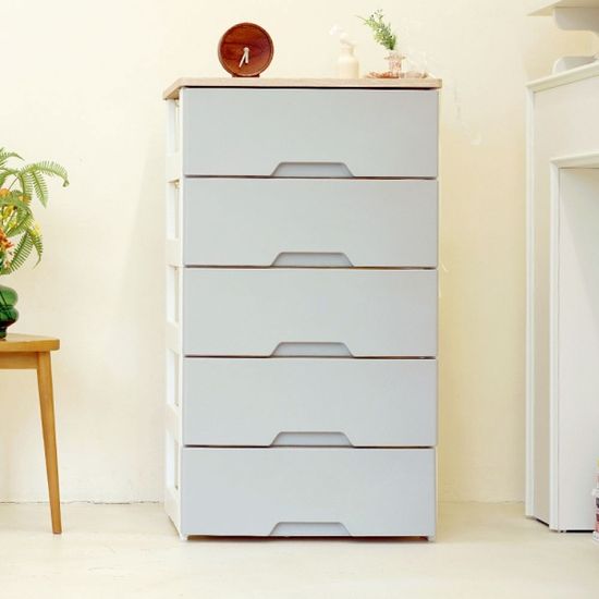 모던플러스 내추럴오크 우드상판 서랍장 3단 4단 5단