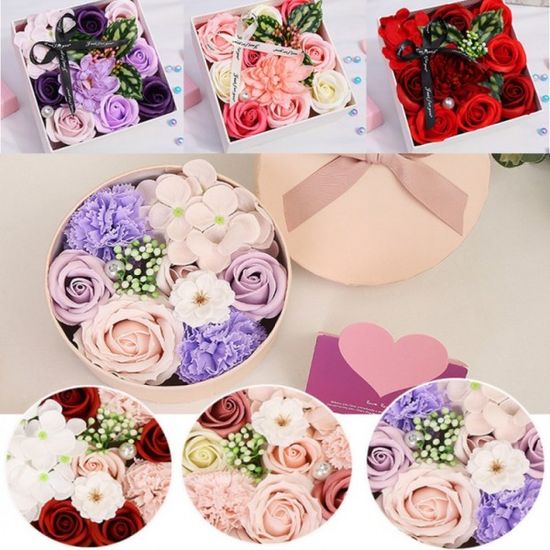 사각 원형 비누꽃 장미 카네이션 선물 상자 세트 조화