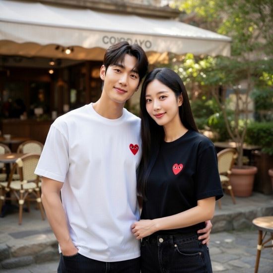 꼼데가르송 레드와펜 라운드 반팔티셔츠