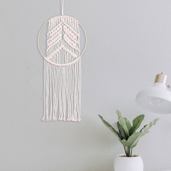 월행잉 우드 링 마크라메 벽장식 태피스트리