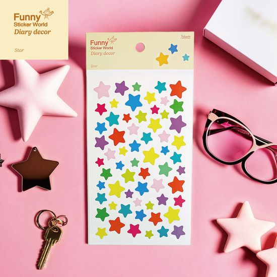 퍼니스티커 80-21 컬러 별 아트지 다이어리데코