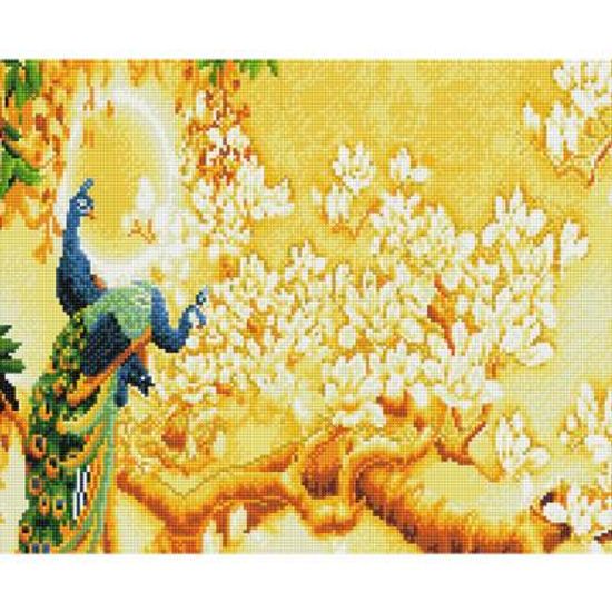 황금나무와 공작 (캔버스형) 보석십자수 40x50