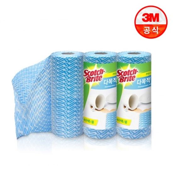 3M 스카치브라이트 빨아쓰는 다목적 롤 행주 40매X3팩
