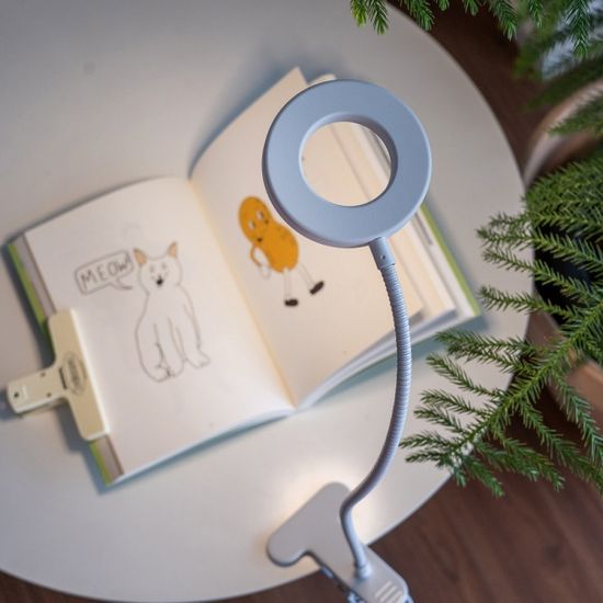 아이린 10단 밝기 라운드링 집게 LED 스탠드,화이트