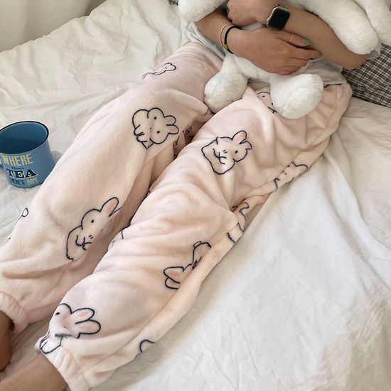 여성 극세사 수면바지 잠옷 기모 홈웨어 겨울 파자마