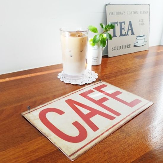 빈티지 레드 카페 틴 사인보드