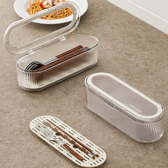뚜껑있는 물빠짐 수저포크 수납함
