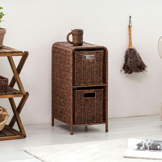 PP라탄 2단 수납장 슬림