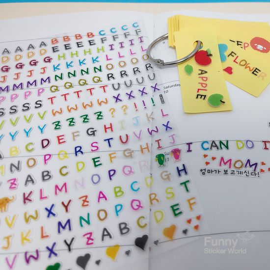 퍼니스티커 67-01.13P 겸둥이 베베 알파벳 PVC 스티커