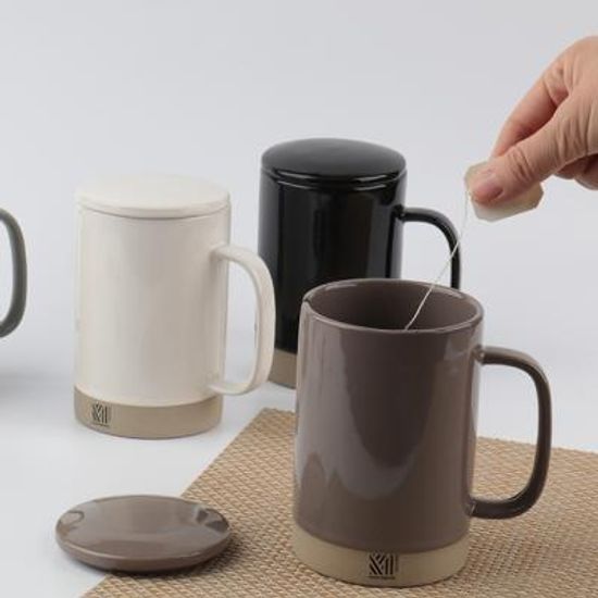 뚜껑 머그컵 350ml+500ml세트 감성 홈카페 커피머그잔