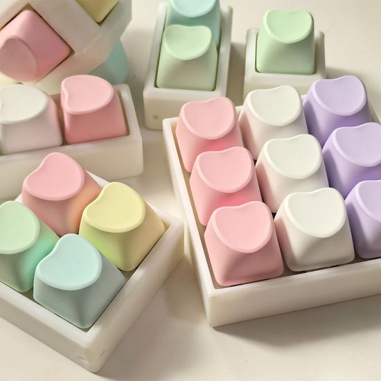 피젯 키보드 파스텔 하트 버튼 블럭 딸깍이 키캡 토이