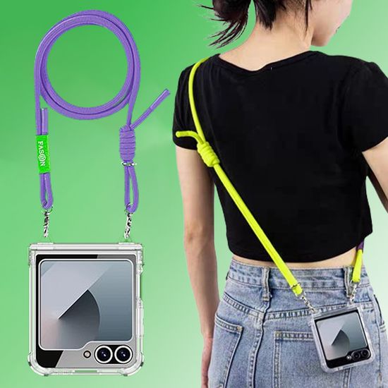 갤럭시 z플립 6 5 4 3 네온 스트랩 투명 힌지 케이스