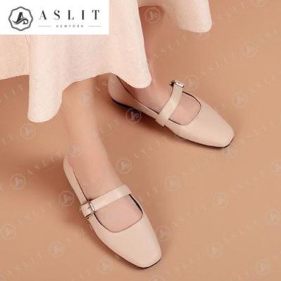 [애슬릿]여성 사각 스틸레토 메리제인 플랫 슈즈