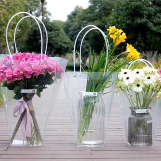 투명 pvc 꽃 화분 꽃다발 플라워 손잡이 쇼핑백 5size