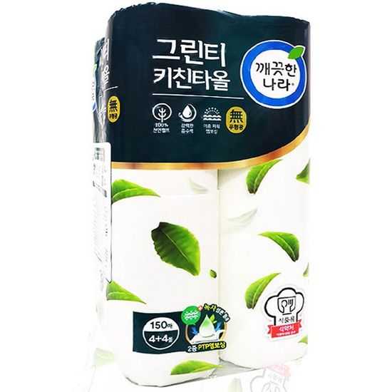 깨끗한나라 그린티 키친타올 150매 2겹 8롤(WA8ABA3)