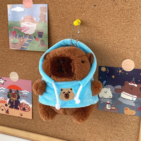 귀여운 후드티 카피바라 애착 인형 키링 열쇠 고리
