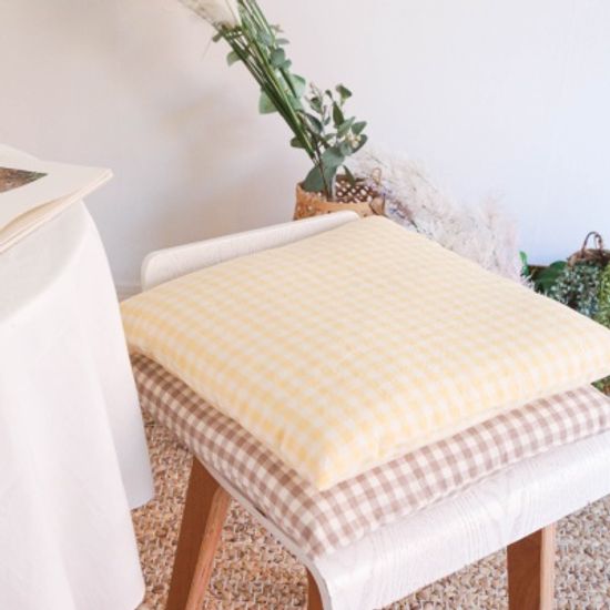 멜란 워싱 면 방석 커버-6컬러 (체크/무지)