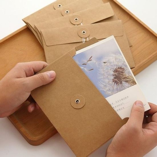 단추 편지봉투 빈티지 편지지 봉투 세트 크라프트[W97