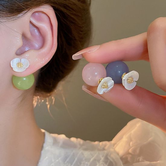 예쁜 파스텔 왕볼 플라워 백클러치 귀걸이 봄 귀고리