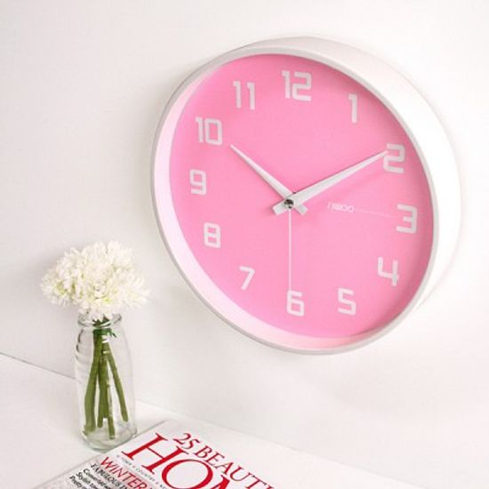 [시우아트] 러블리 무소음 벽시계 (핑크)