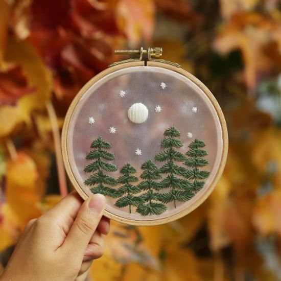 프랑스자수 밤의 숲 수놓기 온라인 취미 클래스 FE-K-0006