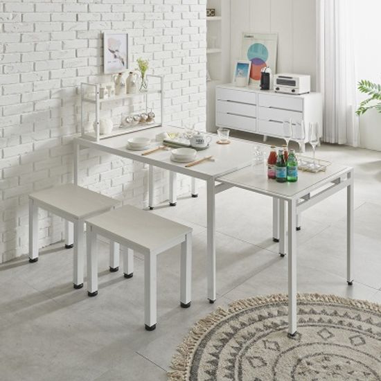 반슨 스틸 확장형 식탁 세트 4인