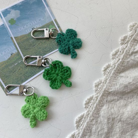 행운 행복 부적 수능 기분좋은 선물 네잎클로버 뜨개 