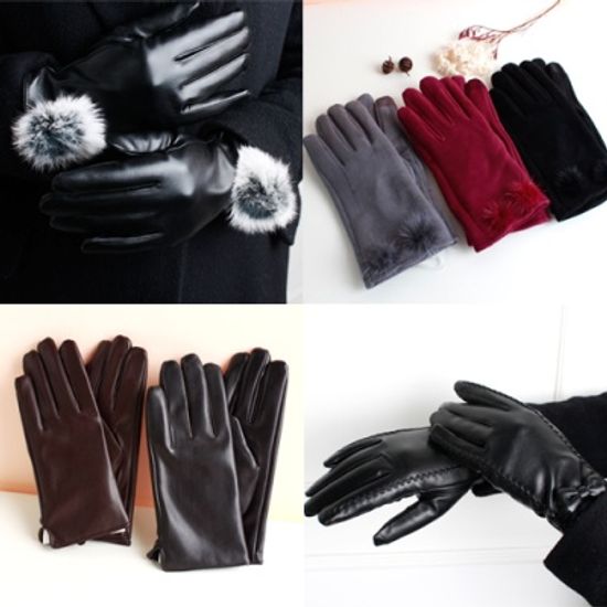 맨다 고급 여성 가죽장갑 스웨이드 터치 장갑 8종