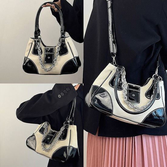 체인 숄더 크로스 배색 여성 가방 (WE31C1C)