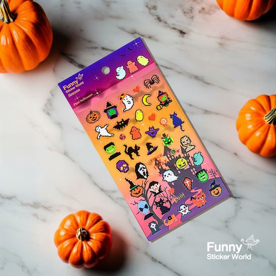 퍼니스티커 C582 픽셀 할로윈 PVC 시즌