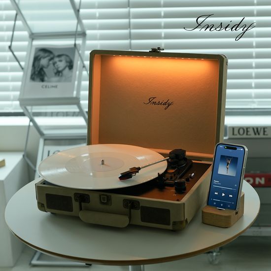 인사이디 무선 핸드메이드 LP 턴테이블 IBT-Retro LED