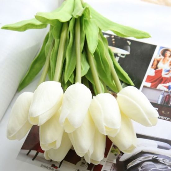 피어나 한송이 튤립 조화(화이트)