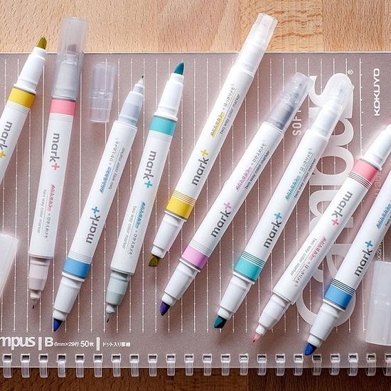 고쿠요 마크타스 양면닙 트윈 파스텔 형광펜 5색세트