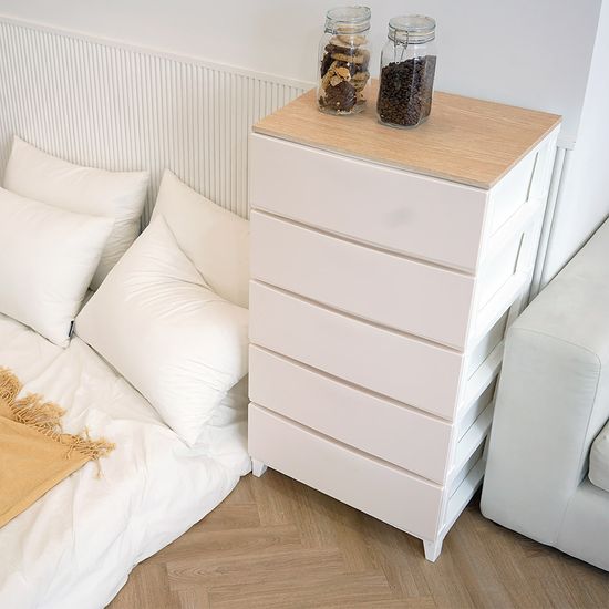 세라비 우드상판 서랍장 와이드형 5단 (3color)