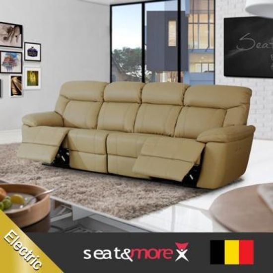 시트앤모어/벨기에 아리아 전동 4인 천연가죽(소가죽) 리클라이너 소파