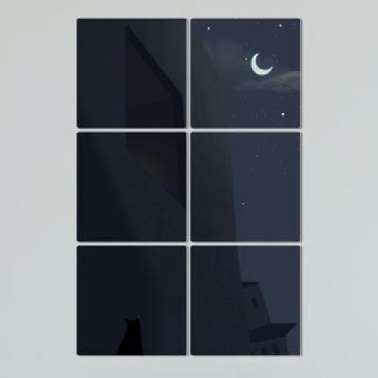 cf668-멀티액자_고양이가바라보는달