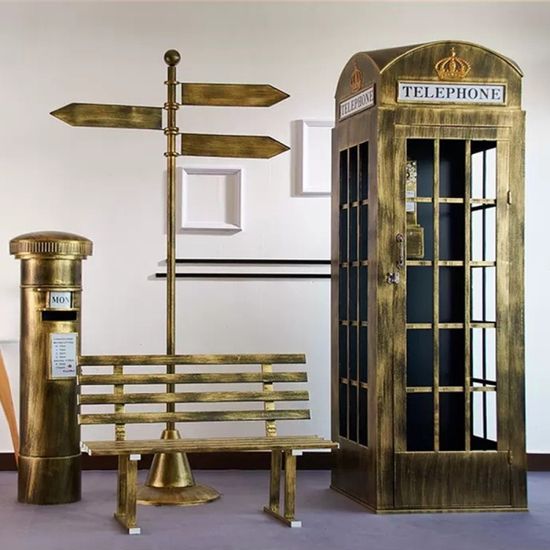 대형 인테리어 공중전화 부스 5종 세트 (골드)