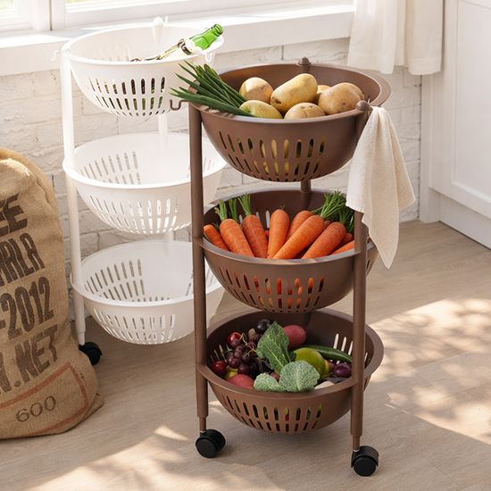코지 바스켓 주방 1-4단 선반 트롤리 적층 바구니