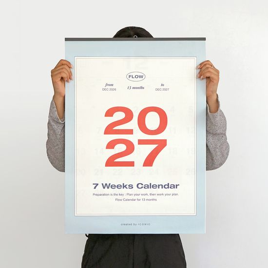 아이코닉 2027 플로우 월 캘린더 벽걸이달력 A2