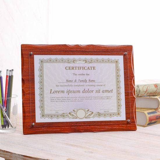 크라운 허가증 상장 액자 A4 벽걸이 탁상액자 브라운