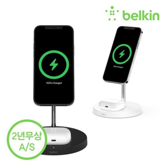 벨킨 2in1 맥세이프 15W 무선 충전 거치대 WIZ010kr