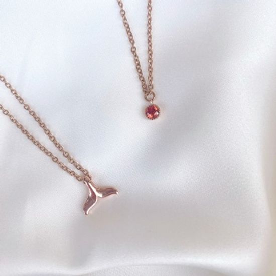 (기쁨의 발견)행운담은 고래꼬리+탄생석 목걸이 -실버