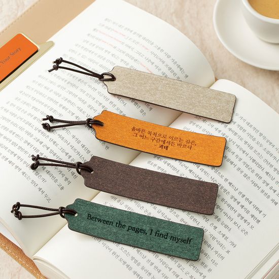 [무료각인]오브리즈 시그니처 양면 가죽 북마크