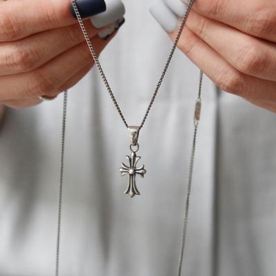 바이데이지 SN0157 엔틱 십자가 실버 목걸이