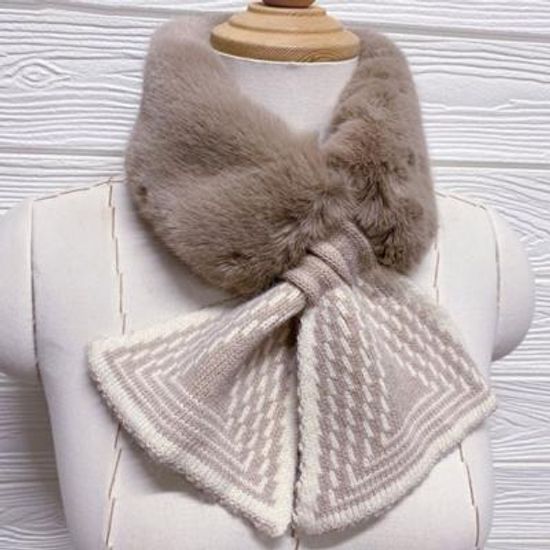 [애슬릿]밍크 퍼 니트 고리 쁘띠 숏 목도리 머플러
